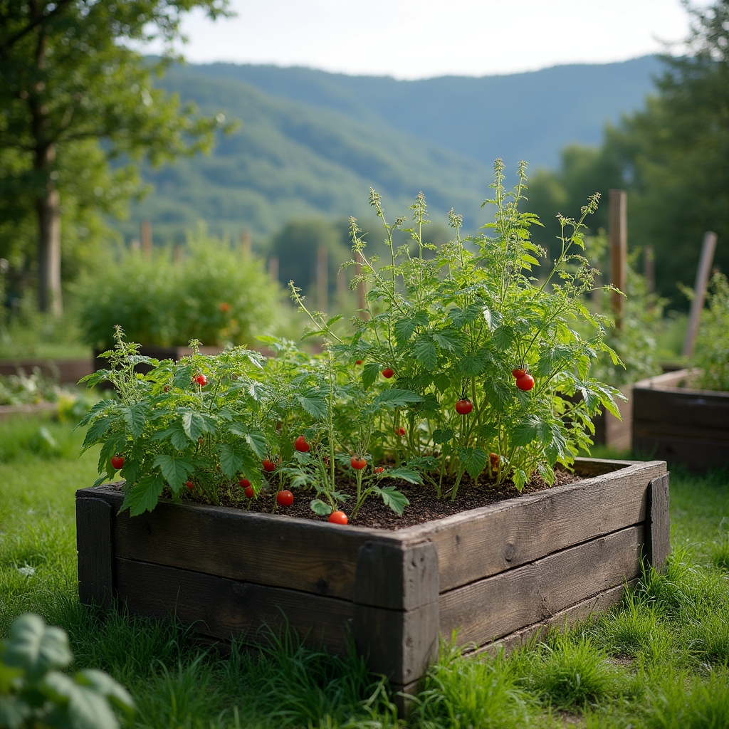 Kleingarten in der Steiermark mit Hochbeet