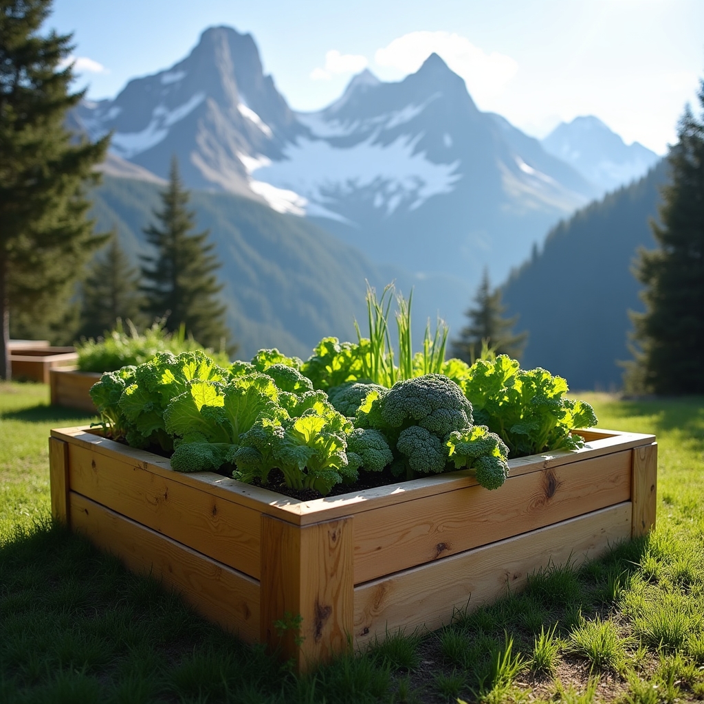Hochbeet in Tiroler Berglandschaft